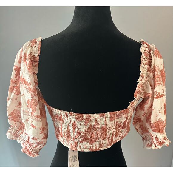 WeWoreWhat Coco Crop Top Terracotta ballon puff sleeve Size Large NWT - Picture 4 of 9
